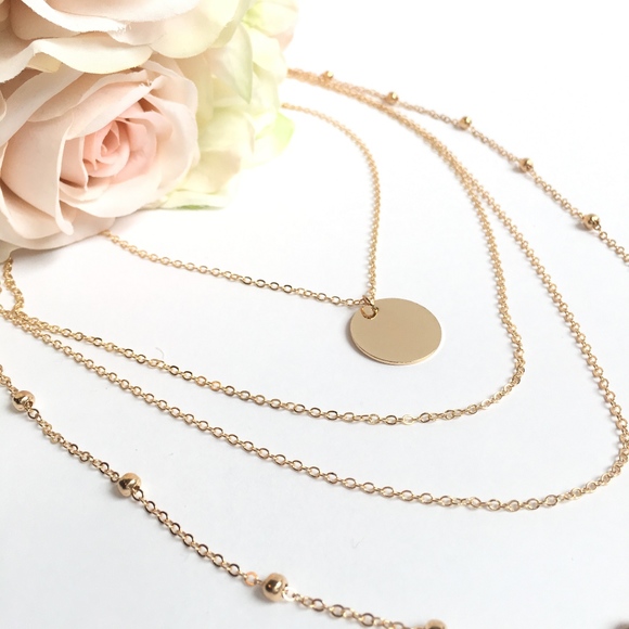 Gold Multilayer Choker Minimalist Necklace - Picture 2 of 4